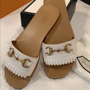 Gucci ladies horsebit fringe slides size 39